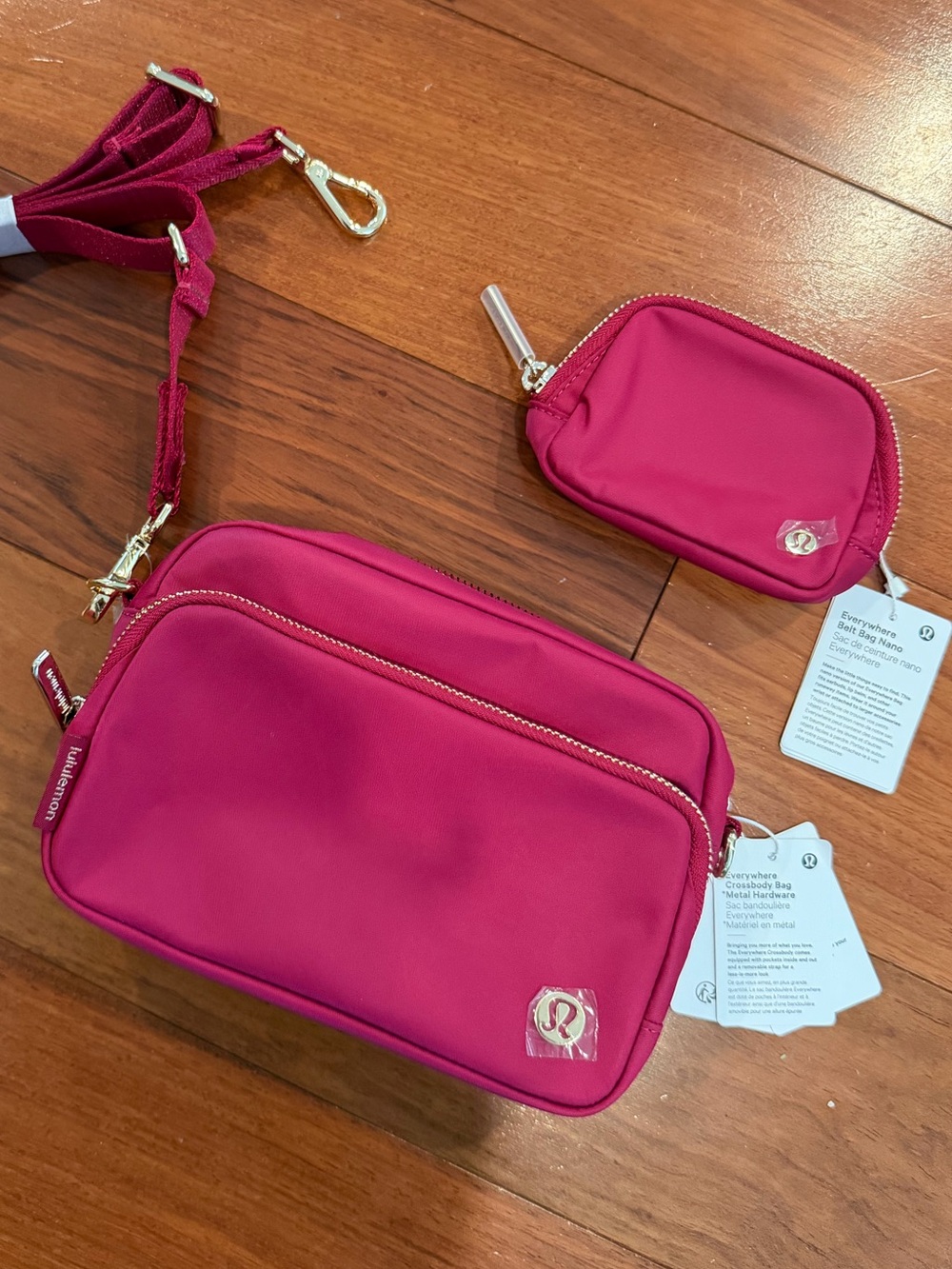 NWT lululemon Everywhere Crossbody Bag + Belt Bag Nano Set Pink / Gold Hardware